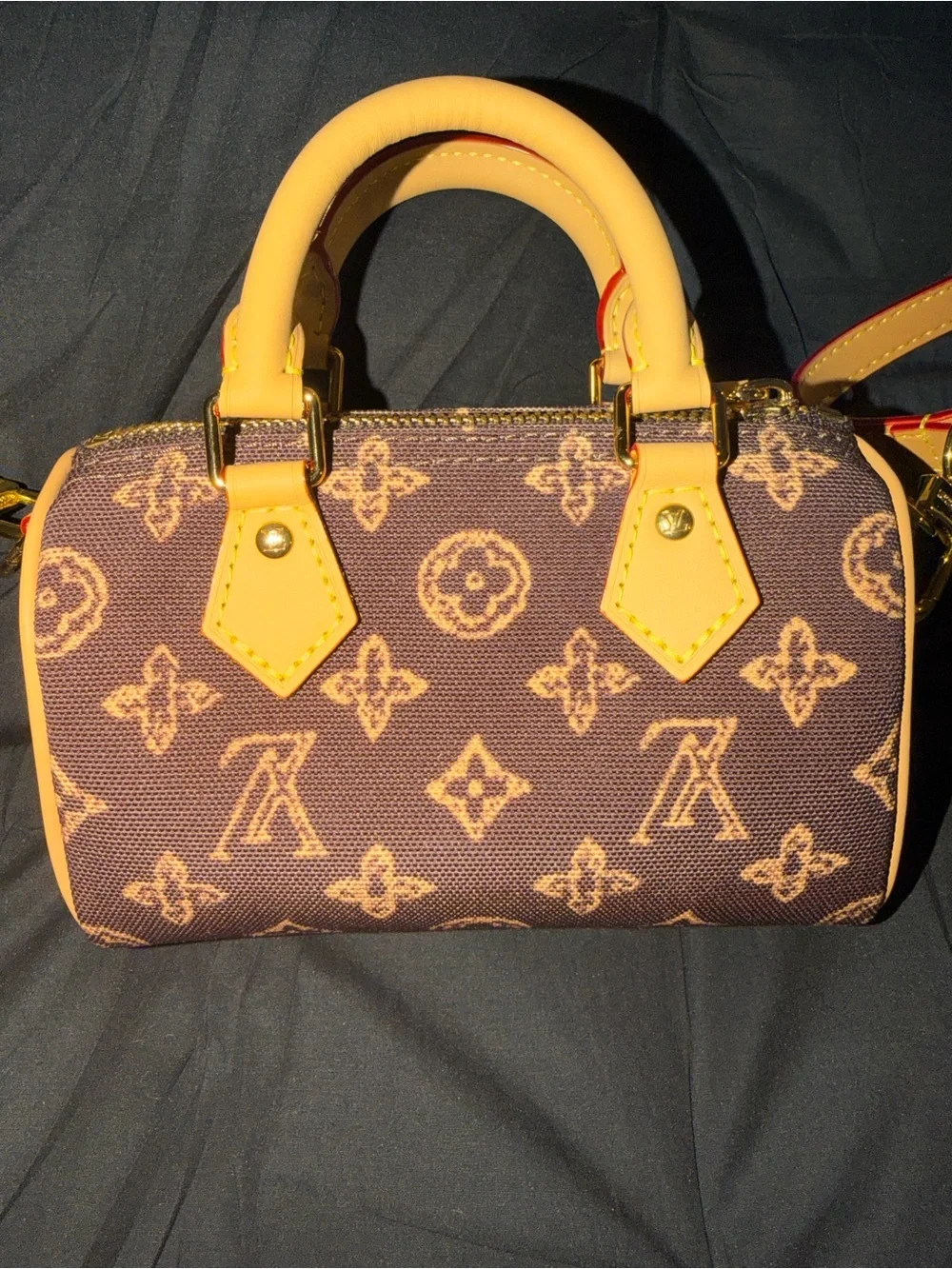 Yellow Accent Monogram Satchel Bag